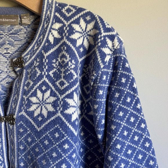 Croft & Barrow Wool Blue and Cream Winter Cardigan Size XL - Picture 2 of 5